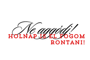 Ne aggódj, holnap is el fogom rontani!